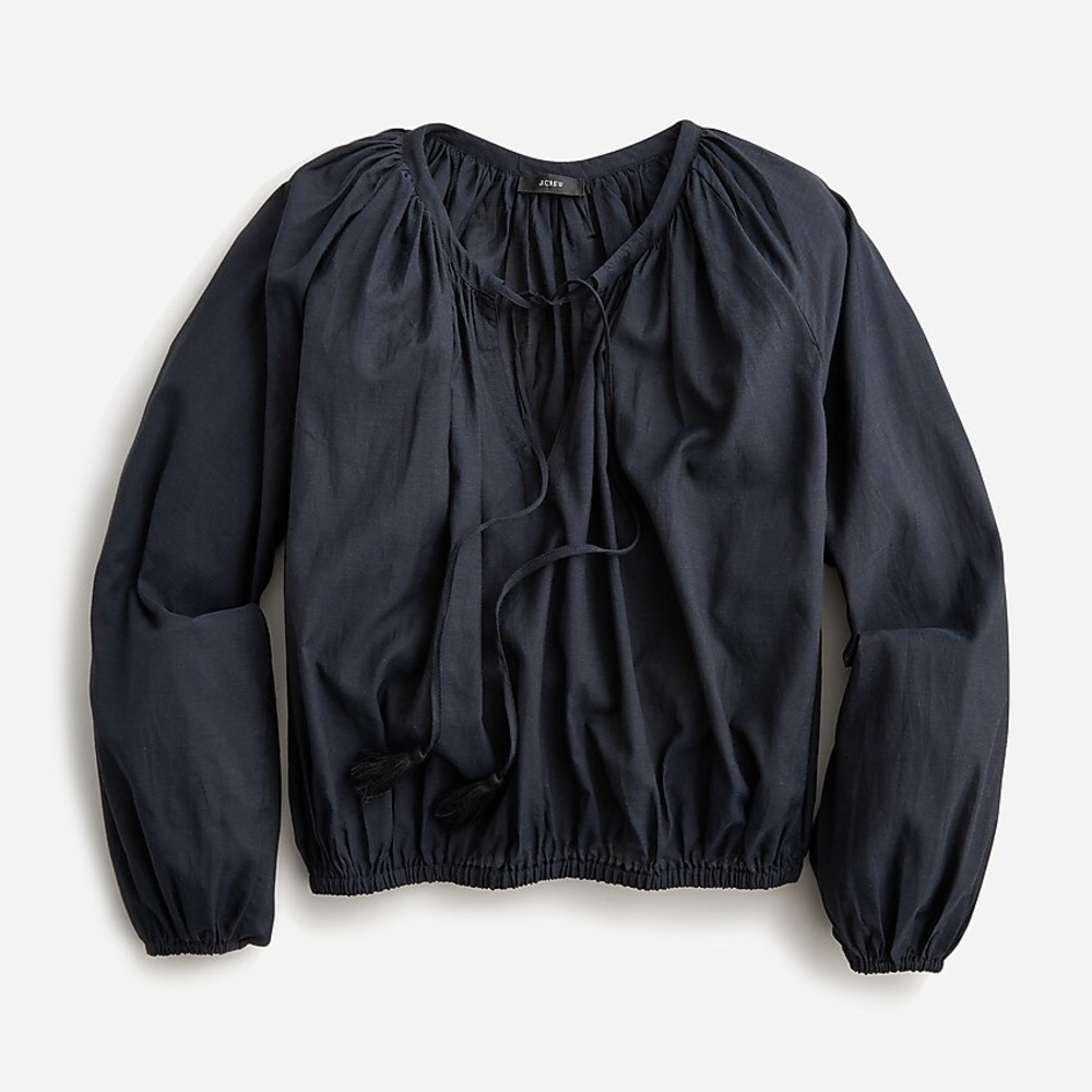 Jcrew Black Crop Tassel Top